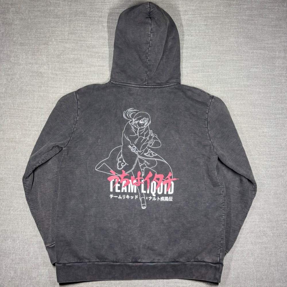 Team Liquid x Naruto Shippuden Itachi Uchiha Hoodie Washed Black XL Anime Manga